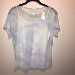 Justice Girls Mesh Ruffled Layered Top